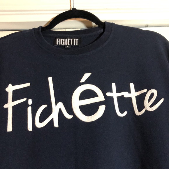 Fichette Sweatshirt Navy Front Pockets Side Zip SZ L - Picture 4 of 8